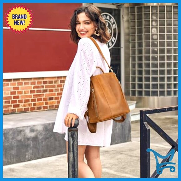 Leather Backpack Purse Antitheft Medium Rucksack Shoulder Bag main image 6